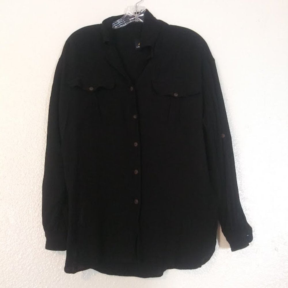 Liz Claiborne Lizsport women's size S black long sleeve blouse
